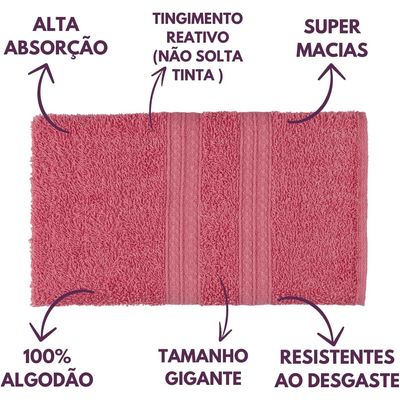 Jogo de Toalhas Gigante Itália Soft 2 Banhão + 2 Rosto + 2 Tapete Luxo 100% Algodão - Rosê