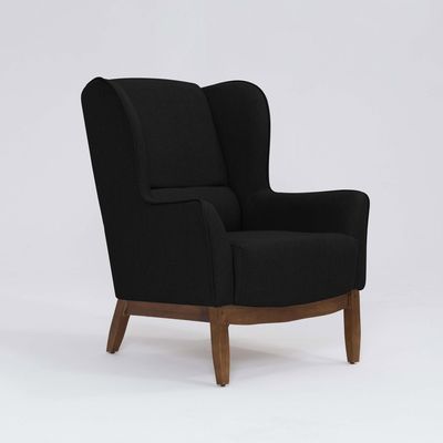 Poltrona para Sala Mirela D07 Base Madeira Linho Preto - D'Rossi