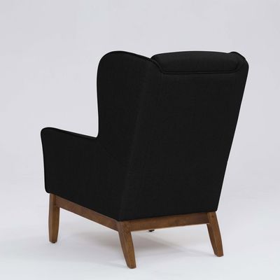 Poltrona para Sala Mirela D07 Base Madeira Linho Preto - D'Rossi