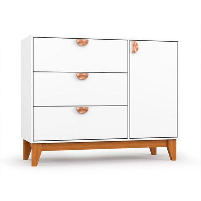 Quarto de Bebê Magia com Berço Minicama e Cômoda 1 Porta 3 Gavetas Branco