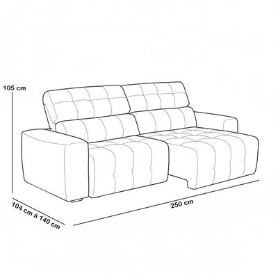 Sofá 3 Lugares Retrátil Reclinável Para Sala de Estar 250cm Udine F04 Linho Cinza Claro - Lyam Decor