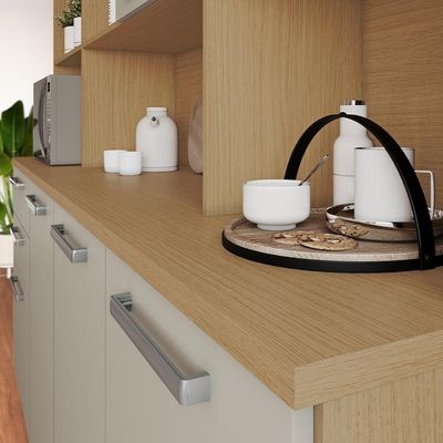 Cozinha Compacta Nobreza 100% MDF 5 Portas 2 Gavetas Carvalho e Greice