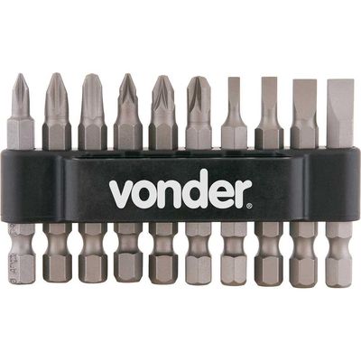 Bits/Ponteira Crv Com 10Pc Encaixe Sextavado 1/4" Vonder