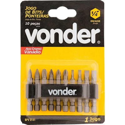 Bits/Ponteira Crv Com 10Pc Encaixe Sextavado 1/4" Vonder