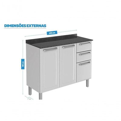 Gabinete Cozinha Itatiaia Luce IG3G2 105 Branco