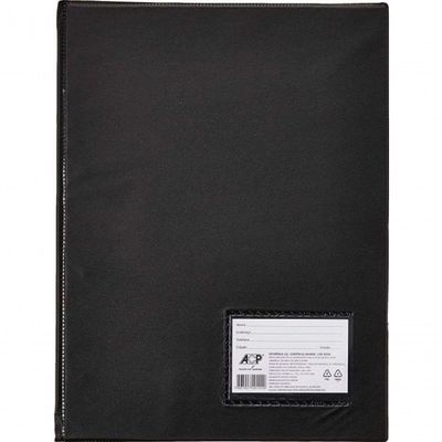 Pasta Catálogo Preta Com 30 Folhas De Plástico Ofício - Acp