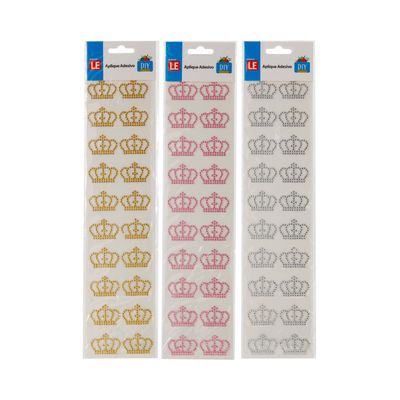 Adesivo Strass Le Coroa 20x30mm com 20 Unidades - Item Sortido