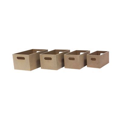 Kit Organizador Mdf com Alça Sem Tampa com 4 Unidades 24x16x12, 22x14x11, 20x12x10, 18x10x9