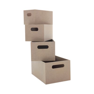 Kit Organizador Mdf com Alça Sem Tampa com 4 Unidades 24x16x12, 22x14x11, 20x12x10, 18x10x9