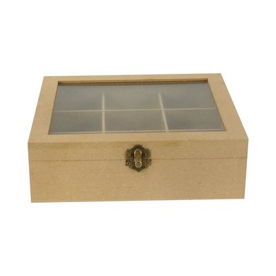 Caixa de Mdf Le com 9 Divisórias Tampa Acrílica 22x19x7cm