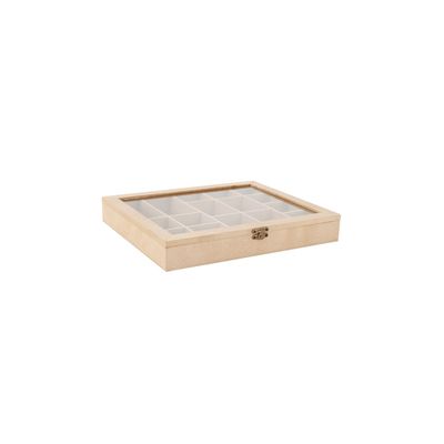 Caixa Mdf com 9 Divisórias Tampa Acrílica 28x23x4cm
