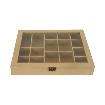 Caixa Mdf com 9 Divisórias Tampa Acrílica 28x23x4cm