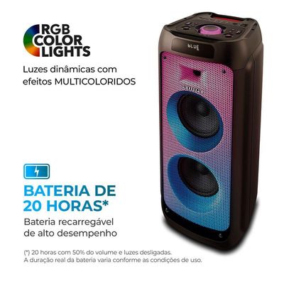 Caixa De Som Partybox Aiwa Pb-05 Bluetooth 20h Rgb Usb Tws Preto Bivolt