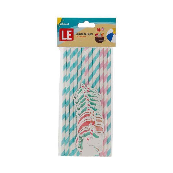 Canudo de Papel Le com 25 Unidades Unicórnio Canudo de Papel Le com 25 Unidades Unicórnio