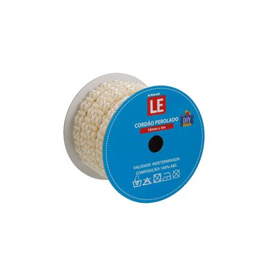 Cordão de Pérola Arroz e Redonda 5m Creme