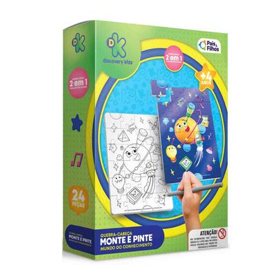 Quebra-Cabeça 2 em 1 - Monte e Pinte - Mundo do Conhecimento - Discovery Kids - Pais e Filhos