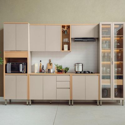 Balcão Sem Tampo Allure Linea Brasil 80cm 100% Mdf Jequitiba/gris Fosco