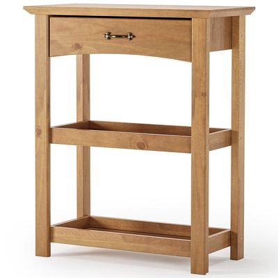 Kit Balcão Buffet 120cm Com Aparador Rústico 72cm Madeira Maciça Lira M06 Carvalho Fosco - Lyam Decor