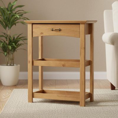 Kit Balcão Buffet 120cm Com Aparador Rústico 72cm Madeira Maciça Lira M06 Carvalho Fosco - Lyam Decor