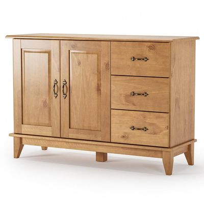 Kit Balcão Buffet 120cm Com Aparador Rústico 72cm Madeira Maciça Lira M06 Carvalho Fosco - Lyam Decor