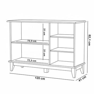 Kit Balcão Buffet 120cm Com Aparador Rústico 132cm Madeira Maciça Lira M06 Carvalho Fosco - Lyam Decor