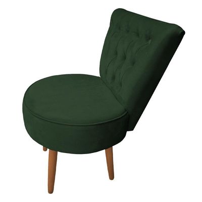 Mocho Capitonê Veludo Pés Palito Castanho Verde