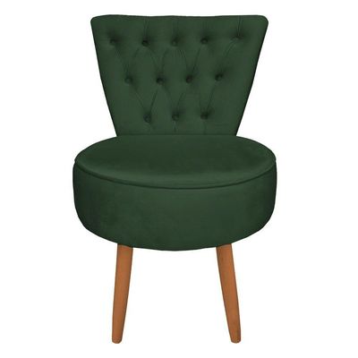 Mocho Capitonê Veludo Pés Palito Castanho Verde