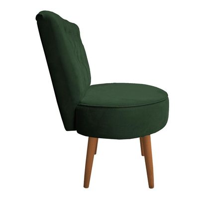 Mocho Capitonê Veludo Pés Palito Castanho Verde