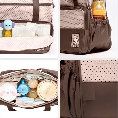 Kit Bolsa Maternidade Mochila Bebe Trocador Porta Mamadeira Papinha 5 Peças Mala Luxo Impermeavel Menina Menino Marrom