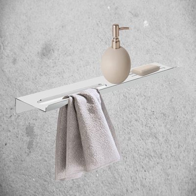 Prateleira Suporte Para Banheiro Alto Brilho Grega Aço Inox 70cm