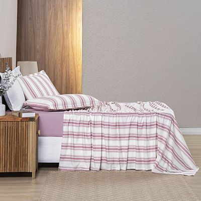 Jogo Cama Lençol Estilo Casal 100% Algodão 4 Peças - Rosa