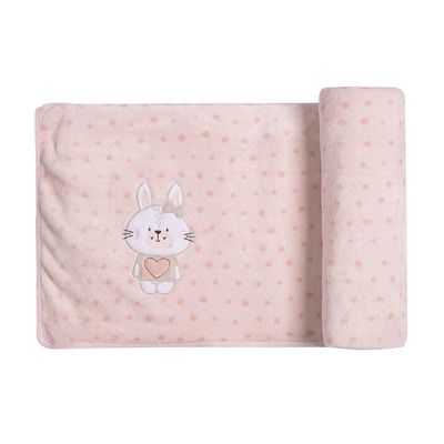 Cobertor Bebê Microfibra Coelhinha Rosa 1,10CmX90Cm Papi