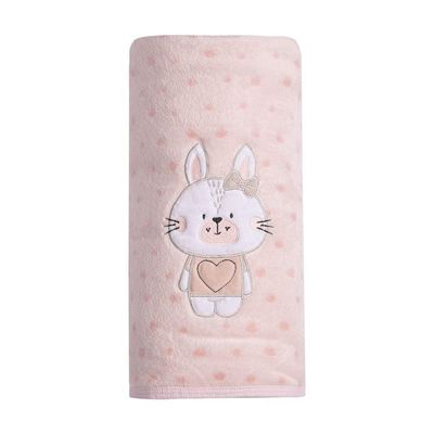 Cobertor Bebê Microfibra Coelhinha Rosa 1,10CmX90Cm Papi