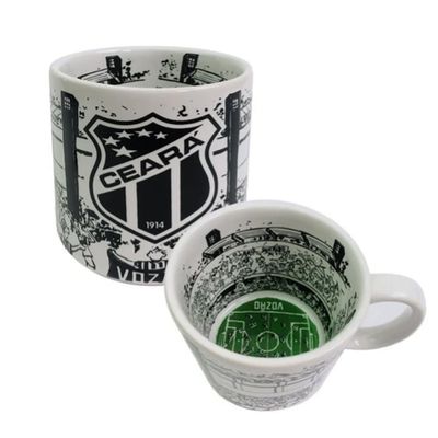 Caneca Estádio do Vozao 360 ML Cerâmica Ceara Licenciada Branco