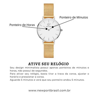 Relógio Feminino Pulseira Dourada Analógico Casual 32mm