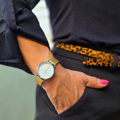 Relógio Feminino Pulseira Dourada Analógico Casual 32mm