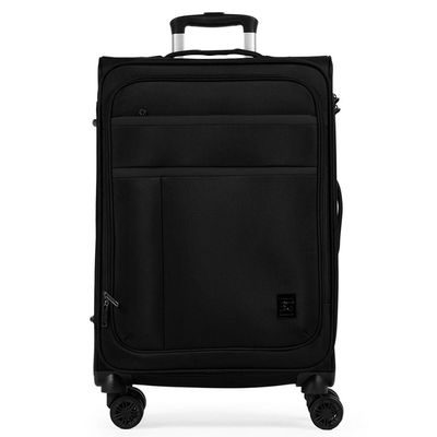 Mala Média 23kg Poliéster 4 Rodas 26" Lyon Preta M / Preto