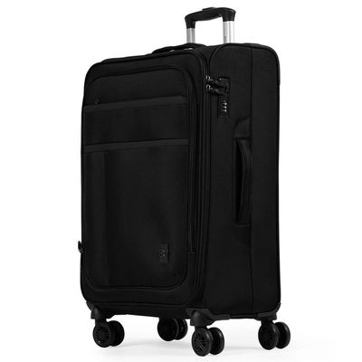 Mala Média 23kg Poliéster 4 Rodas 26" Lyon Preta M / Preto