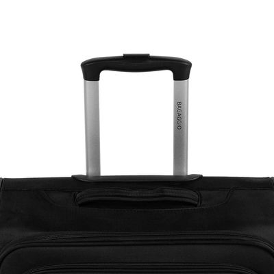 Mala Média 23kg Poliéster 4 Rodas 26" Lyon Preta M / Preto