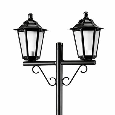 Kit 2 Postes Luminária de Jardim Retrô Colonial Preto Dital Grega 1,61m Alumínio Lente Fosca