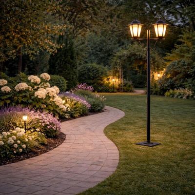 Kit 2 Postes Luminária de Jardim Retrô Colonial Preto Dital Grega 1,61m Alumínio Lente Fosca