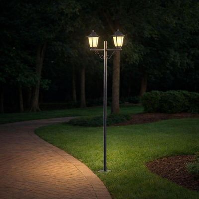Kit 6 Postes Duplos para Jardim Praça Colonial Preto 1,61m Dital Grega Lente Fosca