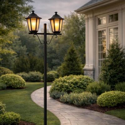 Kit 6 Postes Duplos para Jardim Praça Colonial Preto 1,61m Dital Grega Lente Fosca