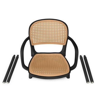 Kit 2 Cadeiras De Jantar Roma Prática Com Braços Para Sala E Cozinha - Preto