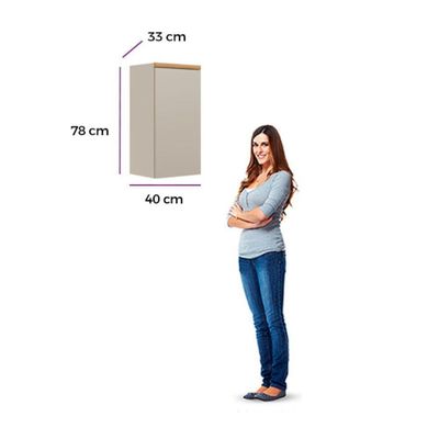 Armário Aéreo Allure Linea Brasil 40cm Mdf Jequitiba/gris Fosco