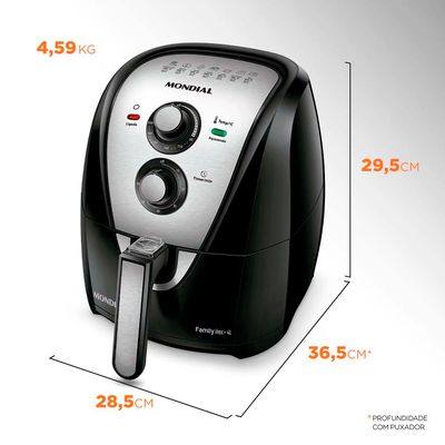 Fritadeira Elétrica Air Fryer Mondial AFN-40-BI 4L Inox/Preta - 220V