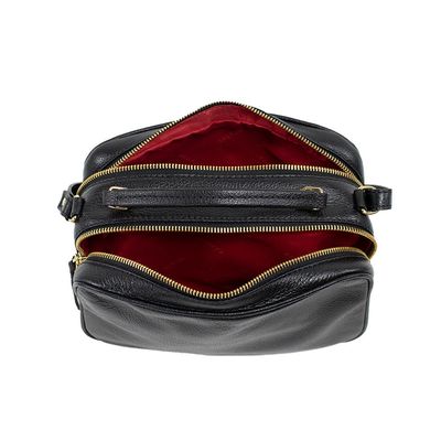 Bolsa Classe Couro Transversal Feminina Camera Bag 2846 Preto