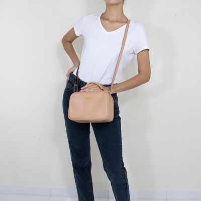 Bolsa Classe Couro Transversal Feminina Camera Bag 2846 Nude