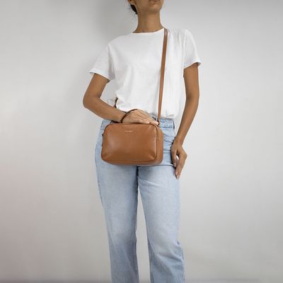 Bolsa Classe Couro Transversal Feminina Camera Bag 2846 Nude