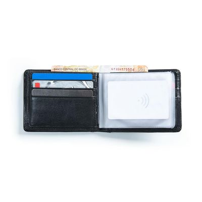 Carteira Masculina de Couro Newton Preto U / Preto